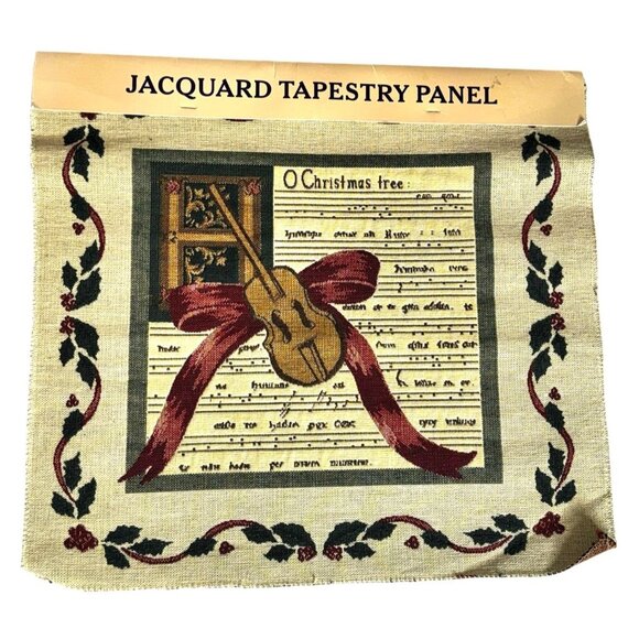 Old Greensborough Craft Co Christmas Violin Jacquard Tapestry Panel - French Hor - Picture 2 of 7